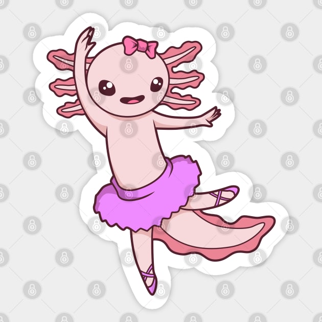 Comic Axolotl dances ballet - Ballerina Sticker by Modern Medieval Design